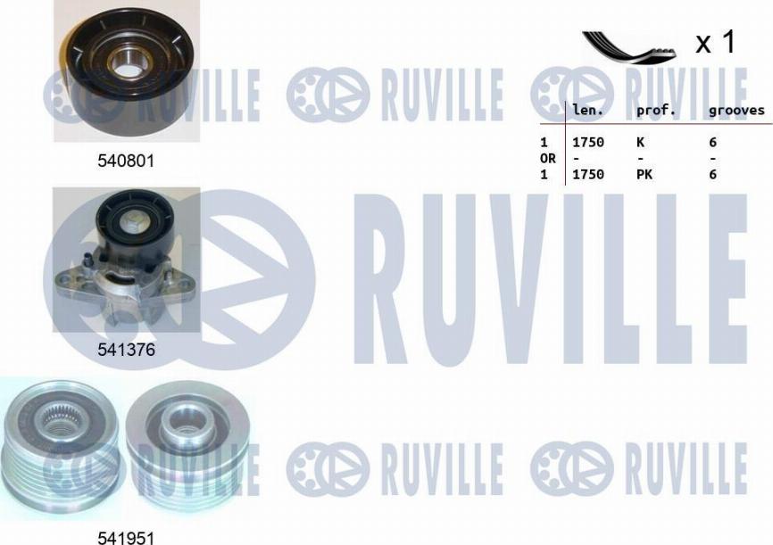 Ruville 570164 - Комплект пистов ремък vvparts.bg