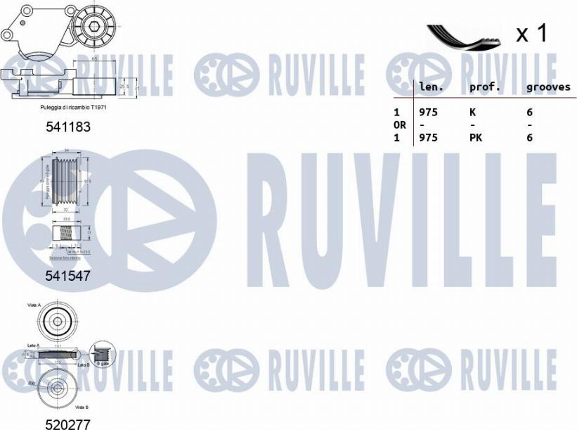 Ruville 570167 - Комплект пистов ремък vvparts.bg