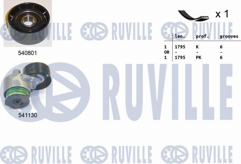 Ruville 570108 - Комплект пистов ремък vvparts.bg