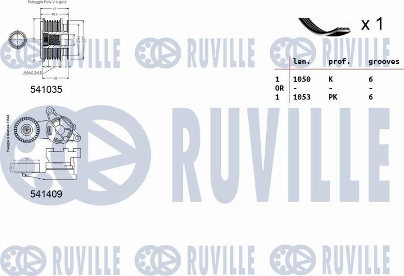 Ruville 570102 - Комплект пистов ремък vvparts.bg