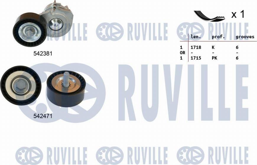 Ruville 570119 - Комплект пистов ремък vvparts.bg