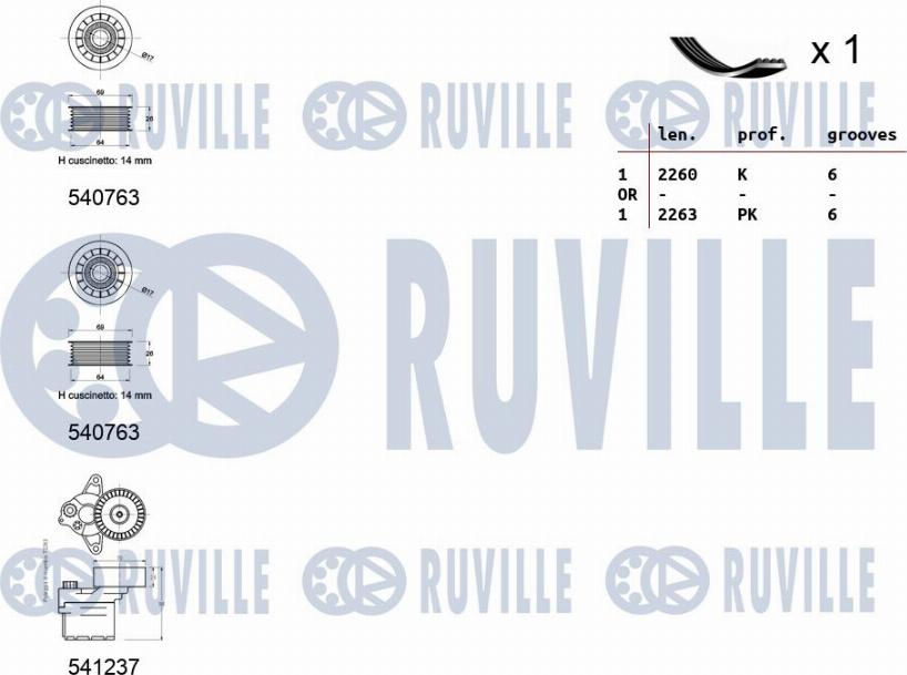 Ruville 570183 - Комплект пистов ремък vvparts.bg