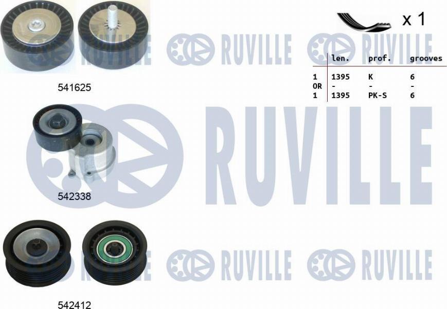 Ruville 570134 - Комплект пистов ремък vvparts.bg