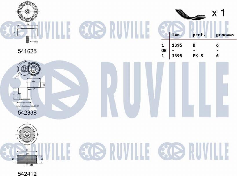 Ruville 570134 - Комплект пистов ремък vvparts.bg