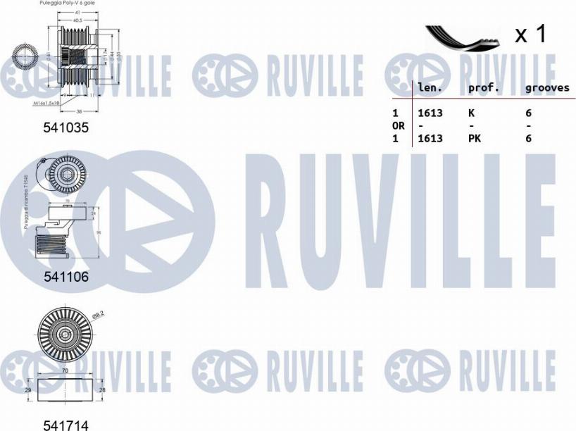 Ruville 570120 - Комплект пистов ремък vvparts.bg