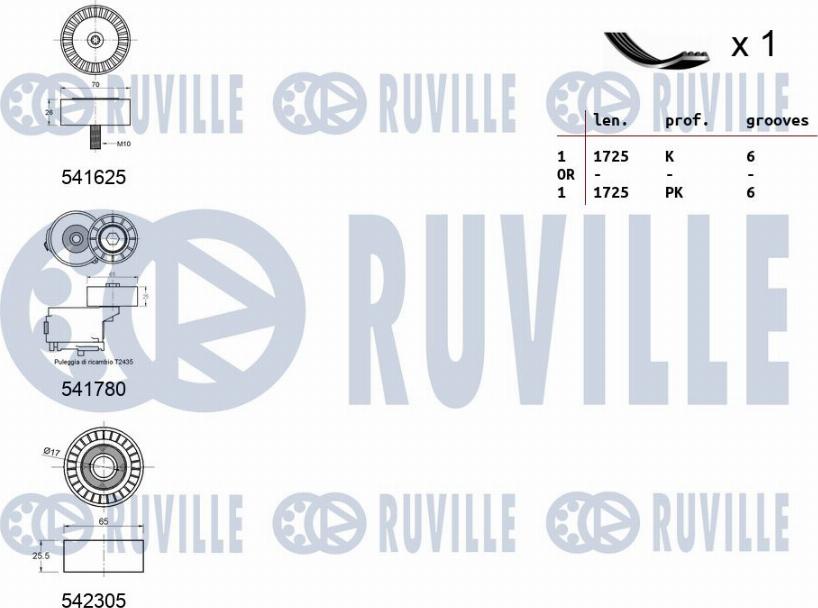 Ruville 570174 - Комплект пистов ремък vvparts.bg