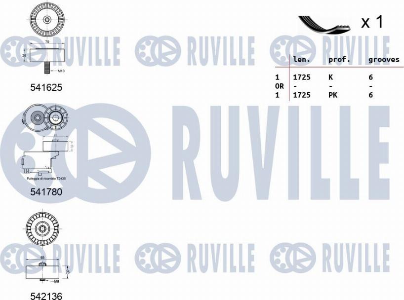 Ruville 570175 - Комплект пистов ремък vvparts.bg