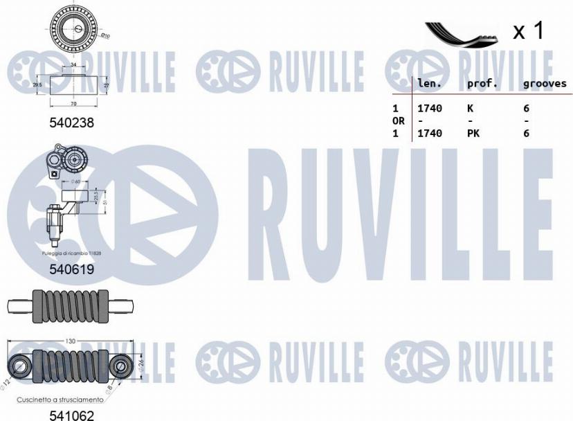 Ruville 570176 - Комплект пистов ремък vvparts.bg