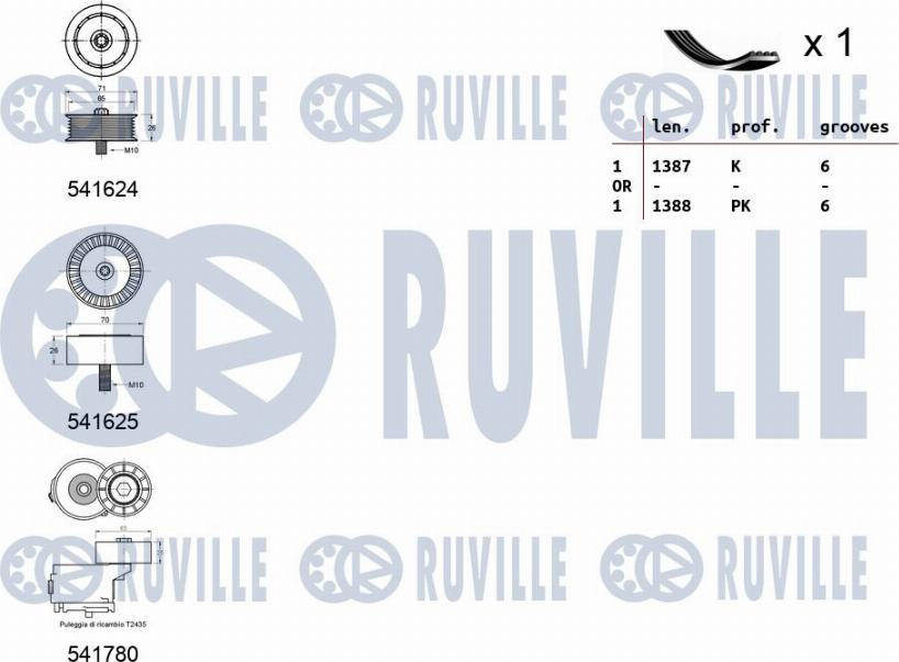 Ruville 570171 - Комплект пистов ремък vvparts.bg