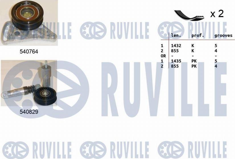 Ruville 570172 - Комплект пистов ремък vvparts.bg