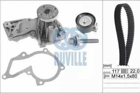 Ruville 57118701 - Водна помпа+ к-кт ангренажен ремък vvparts.bg