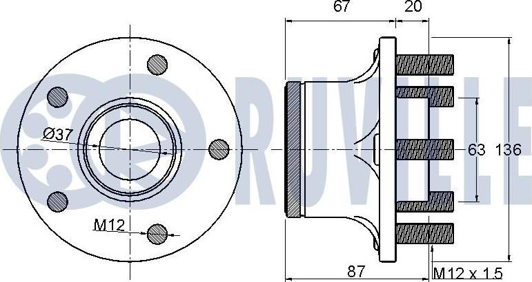 Ruville 221264 - Комплект колесен лагер vvparts.bg