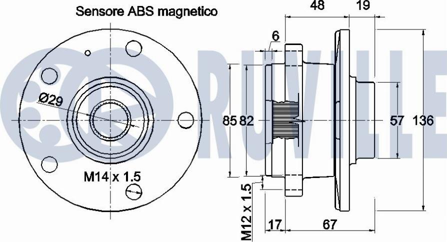 Ruville 221784 - Комплект колесен лагер vvparts.bg