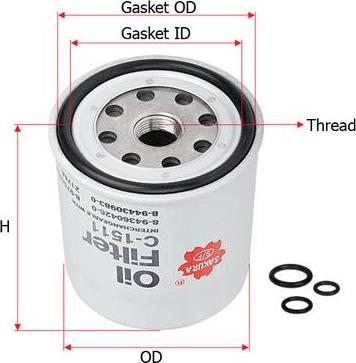 SAKURA Automotive C-1511 - Маслен филтър vvparts.bg