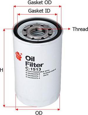 SAKURA Automotive C-1513 - Маслен филтър vvparts.bg