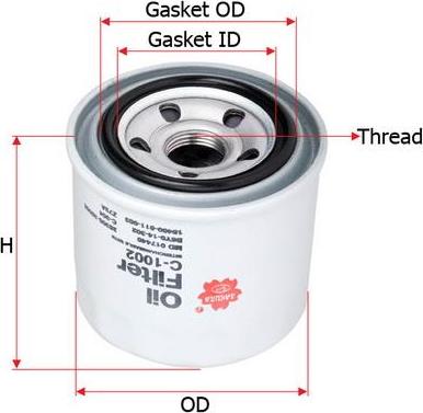 SAKURA Automotive C-1002 - Маслен филтър vvparts.bg