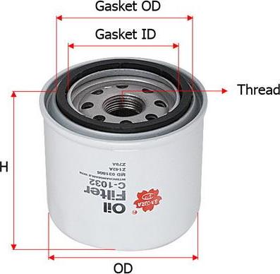 SAKURA Automotive C-1032 - Маслен филтър vvparts.bg