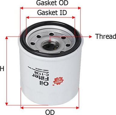 SAKURA Automotive C-1138 - Маслен филтър vvparts.bg
