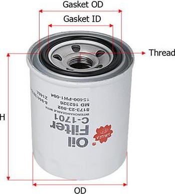SAKURA Automotive C-1701 - Маслен филтър vvparts.bg