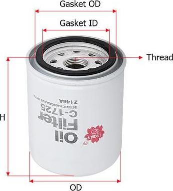 SAKURA Automotive C-1725 - Маслен филтър vvparts.bg