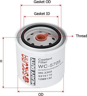 SAKURA Automotive WC-5705 - Филтър за охладителната течност vvparts.bg