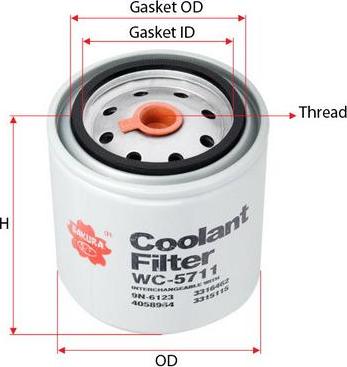 SAKURA Automotive WC-5711 - Филтър за охладителната течност vvparts.bg