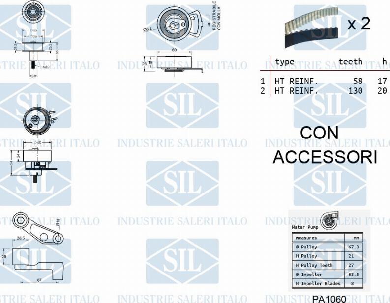 Saleri SIL K1PA1060 - Водна помпа+ к-кт ангренажен ремък vvparts.bg