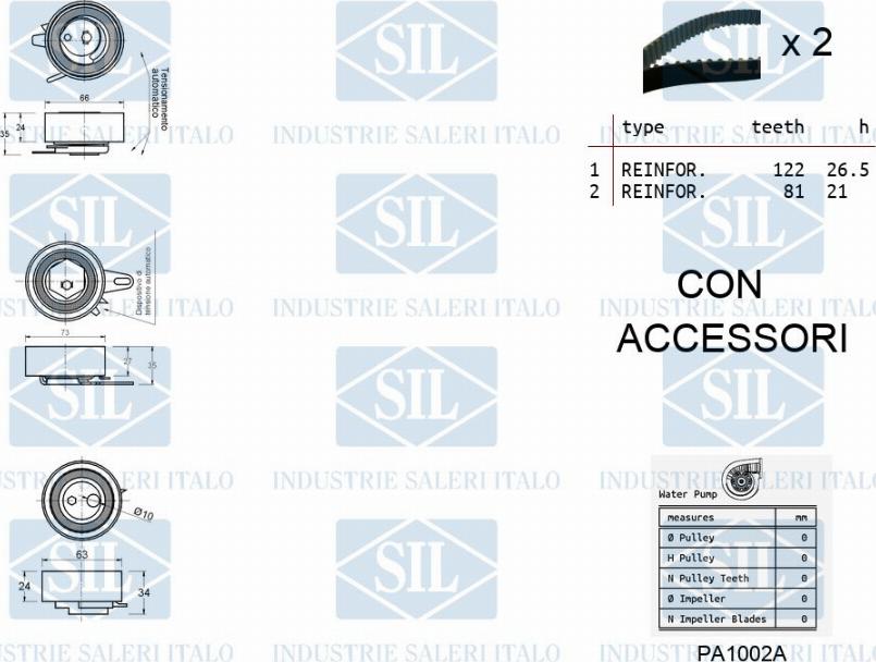 Saleri SIL K1PA1002A - Водна помпа+ к-кт ангренажен ремък vvparts.bg