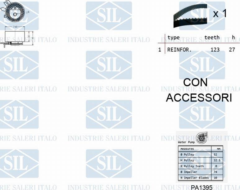 Saleri SIL K1PA1395 - Водна помпа+ к-кт ангренажен ремък vvparts.bg