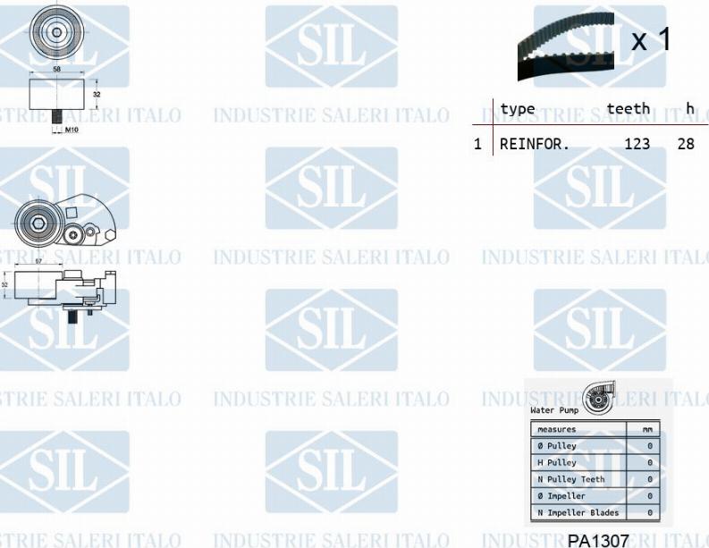 Saleri SIL K1PA1307 - Водна помпа+ к-кт ангренажен ремък vvparts.bg