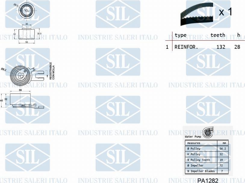 Saleri SIL K1PA1282 - Водна помпа+ к-кт ангренажен ремък vvparts.bg