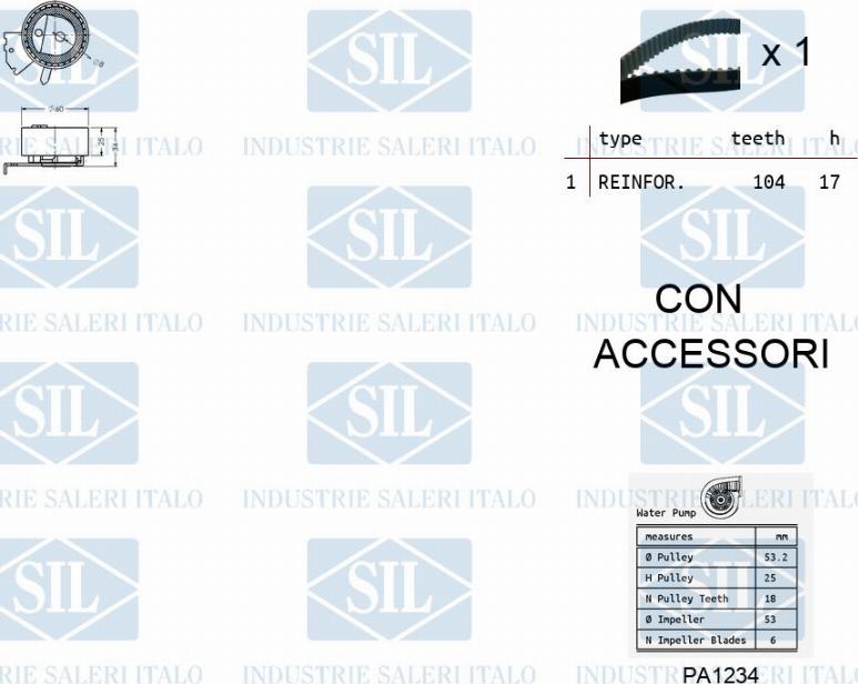 Saleri SIL K1PA1234 - Водна помпа+ к-кт ангренажен ремък vvparts.bg