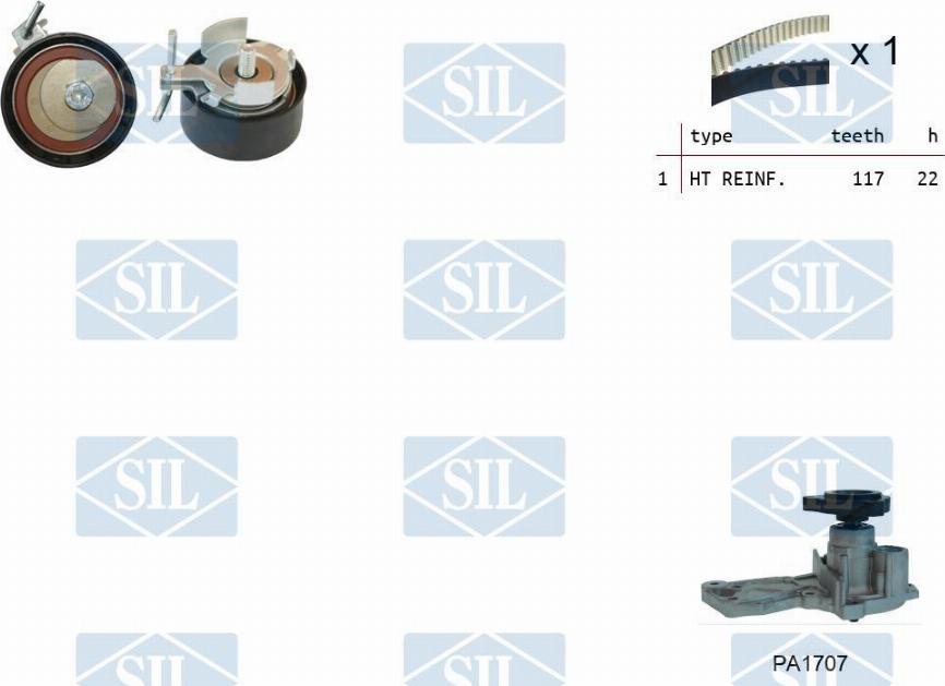 Saleri SIL K1PA1707 - Водна помпа+ к-кт ангренажен ремък vvparts.bg