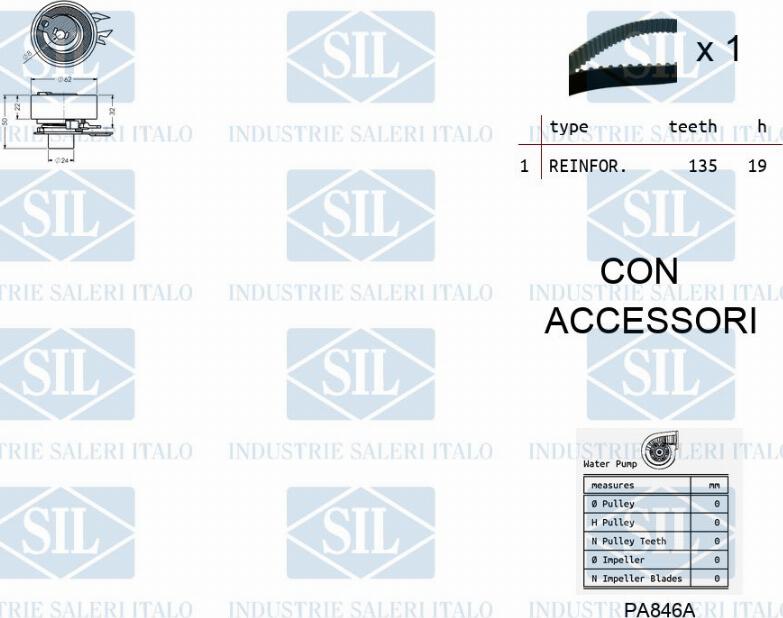 Saleri SIL K1PA846A - Водна помпа+ к-кт ангренажен ремък vvparts.bg