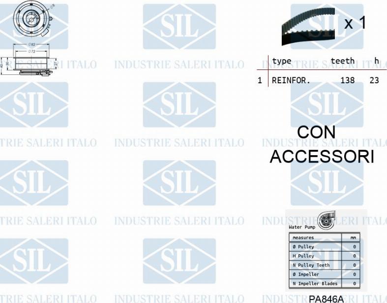 Saleri SIL K1PA864A - Водна помпа+ к-кт ангренажен ремък vvparts.bg