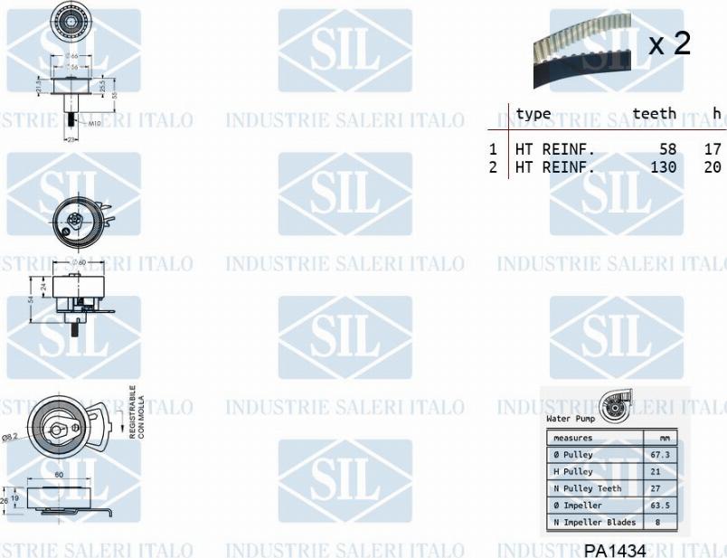 Saleri SIL K3PA945A - Водна помпа+ к-кт ангренажен ремък vvparts.bg