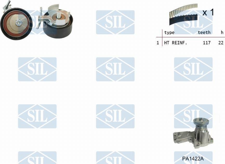 Saleri SIL K3PA1422A - Водна помпа+ к-кт ангренажен ремък vvparts.bg