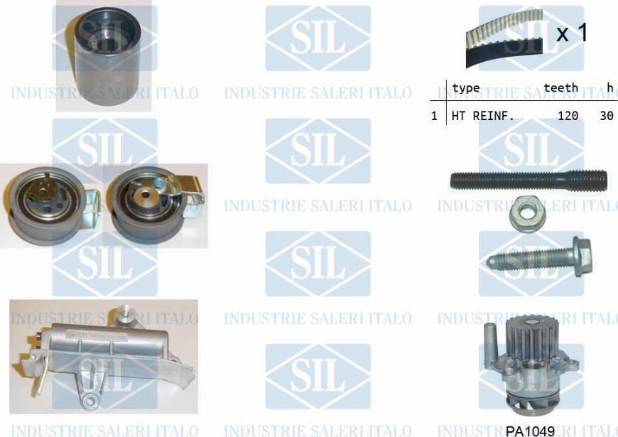 Saleri SIL K3PA1049 - Водна помпа+ к-кт ангренажен ремък vvparts.bg