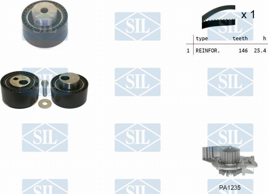 Saleri SIL K3PA1235 - Водна помпа+ к-кт ангренажен ремък vvparts.bg