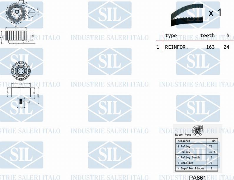 Saleri SIL K2PA861 - Водна помпа+ к-кт ангренажен ремък vvparts.bg