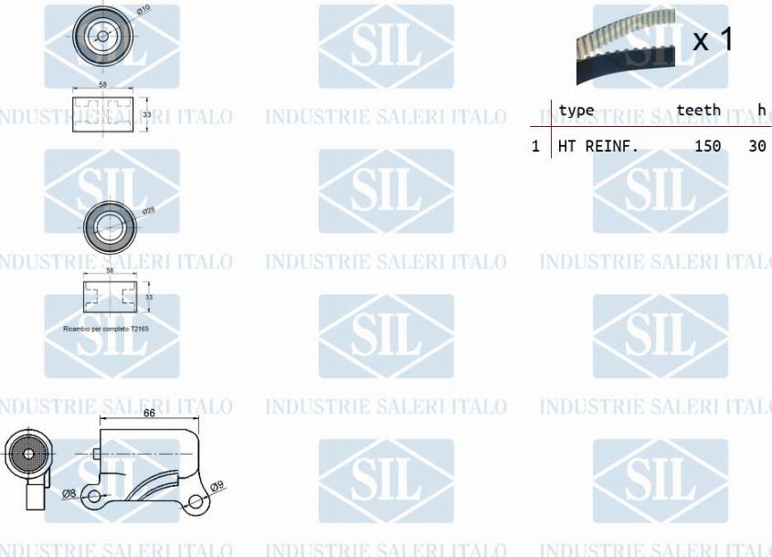 Saleri SIL TK1469 - Комплект ангренажен ремък vvparts.bg