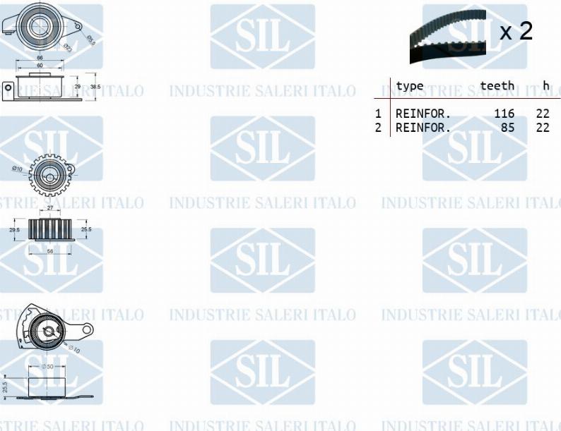Saleri SIL TK1014 - Комплект ангренажен ремък vvparts.bg