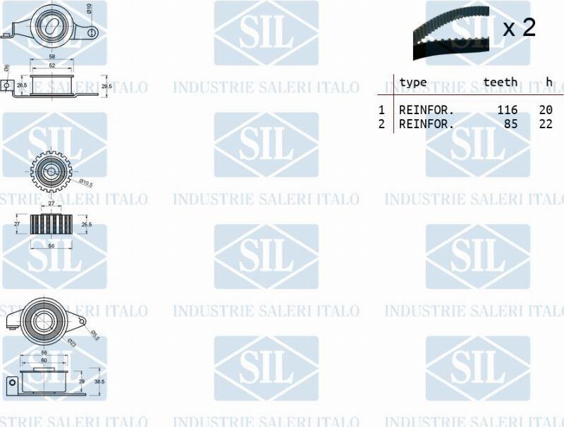 Saleri SIL TK1012 - Комплект ангренажен ремък vvparts.bg