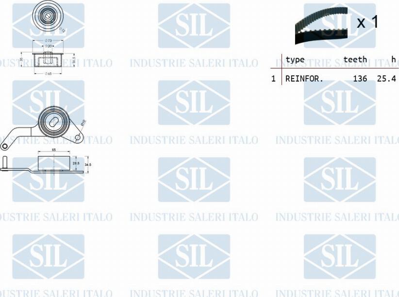 Saleri SIL TK1036 - Комплект ангренажен ремък vvparts.bg