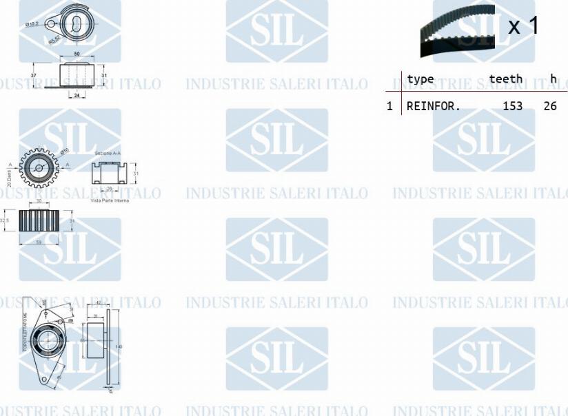 Saleri SIL TK1021 - Комплект ангренажен ремък vvparts.bg