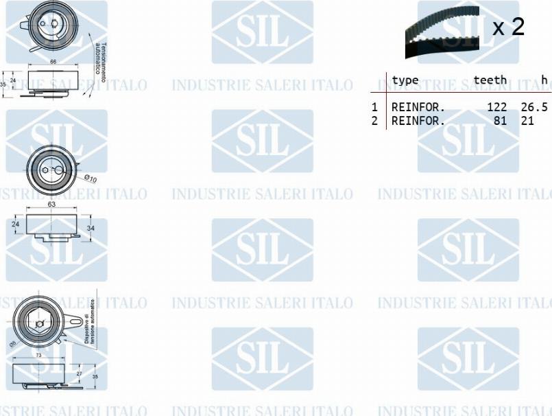 Saleri SIL TK1143 - Комплект ангренажен ремък vvparts.bg