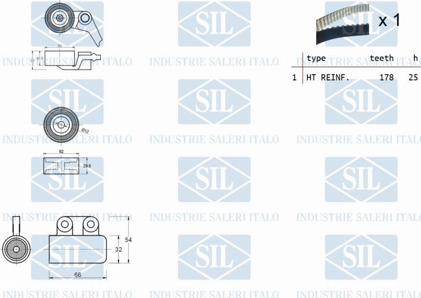 Saleri SIL TK1157 - Комплект ангренажен ремък vvparts.bg