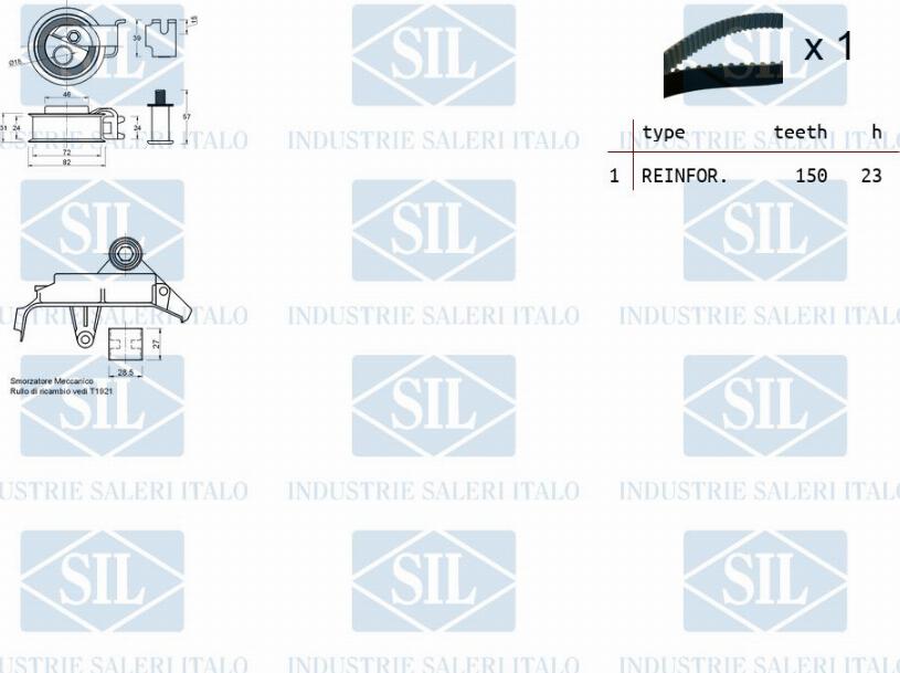 Saleri SIL TK1104 - Комплект ангренажен ремък vvparts.bg