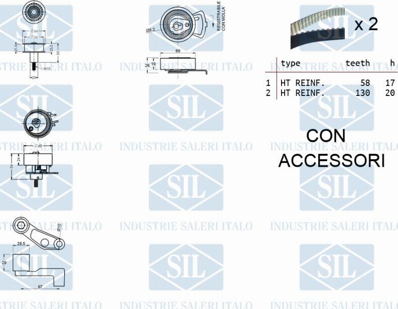 Saleri SIL TK1136 - Комплект ангренажен ремък vvparts.bg