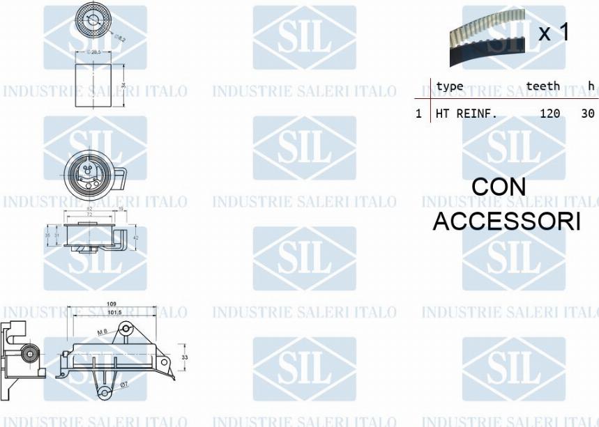 Saleri SIL TK1138 - Комплект ангренажен ремък vvparts.bg